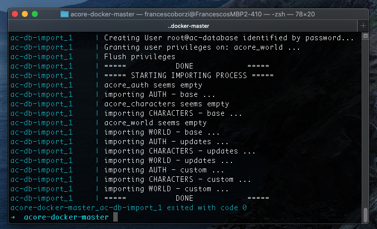 ChromieCraft AzerothCore Docker DB setup on macOS