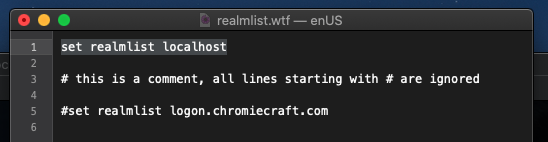 ChromieCraft AzerothCore localhost realmlist